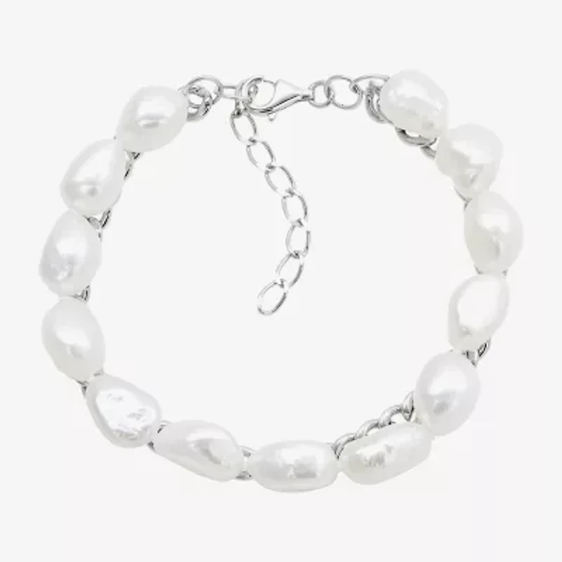 Limited Quantities! Womens Dyed White Cultured Freshwater Pearl Sterling Silver Strand Bracelet