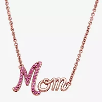 Limited Quantities! "Mom" Womens Lab Created Red Ruby Sterling Silver 17 Inch Pendant Necklace