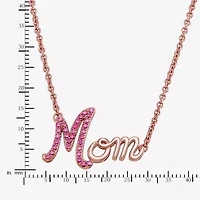 Limited Quantities! "Mom" Womens Lab Created Red Ruby Sterling Silver 17 Inch Pendant Necklace
