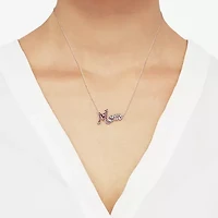 Limited Quantities! "Mom" Womens Lab Created Red Ruby Sterling Silver 17 Inch Pendant Necklace