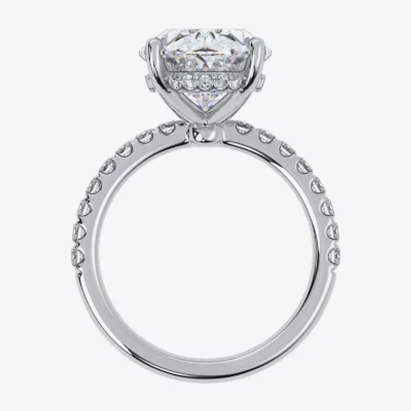 (G-H / Si1-Si2) Womens 5 1/2 CT. T.W. Lab Grown White Diamond 14K Gold Oval Side Stone Engagement Ring