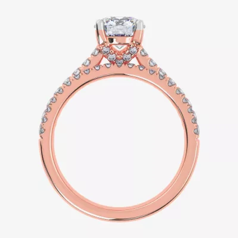 (H-I / Si2-I1) Womens 1 1/2 CT. T.W. Lab Grown White Diamond 10K or 14K Gold Round Side Stone Bridal Set