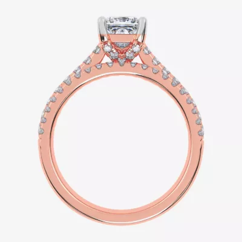 (H-I / Si2-I1) Womens 1 1/2 CT. T.W. Lab Grown White Diamond 10K or 14K Gold Side Stone Bridal Set