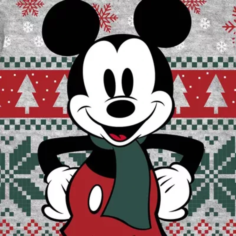 Toddler Boys Crew Neck Long Sleeve Regular Fit Mickey Mouse Graphic T-Shirt