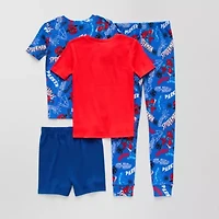 Disney Collection Little & Big Kid Boys Spiderman Crew Neck Short Sleeve 4-pc. Pajama Sets