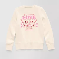 Thereabouts Little & Big Kid Girls Easy-on + Easy-off Round Neck Fleece Adaptive Long Sleeve Sweatshirt