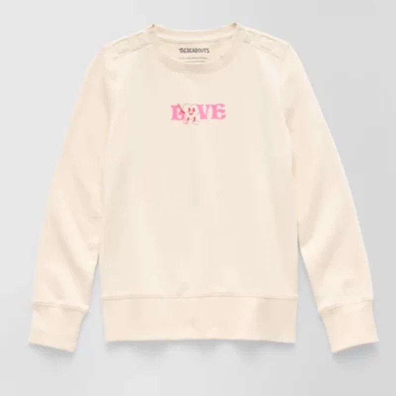 Thereabouts Little & Big Kid Girls Easy-on + Easy-off Round Neck Fleece Adaptive Long Sleeve Sweatshirt