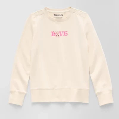 Thereabouts Little & Big Kid Girls Easy-on + Easy-off Round Neck Fleece Adaptive Long Sleeve Sweatshirt