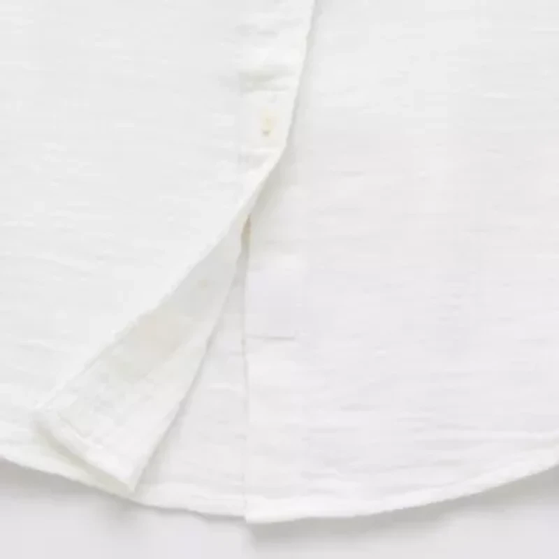 a.n.a Womens Easy-on + Easy-off Short Sleeve Fitted Sleeve Regular Fit Button-Down Shirt