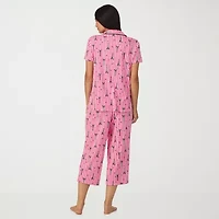 Cuddl Duds Womens V-Neck Short Sleeve 2-pc. Pajama Sets