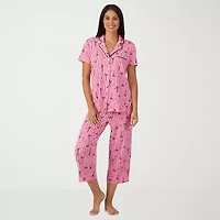 Cuddl Duds Womens V-Neck Short Sleeve 2-pc. Pajama Sets