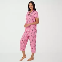 Cuddl Duds Womens V-Neck Short Sleeve 2-pc. Pajama Sets