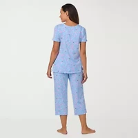 Cuddl Duds Womens V-Neck Short Sleeve 2-pc. Pajama Sets