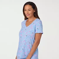Cuddl Duds Womens V-Neck Short Sleeve 2-pc. Pajama Sets