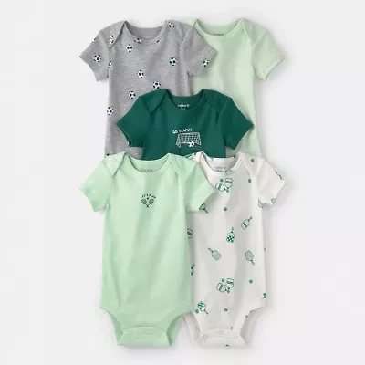 Carter's Baby Boys Round Neck Short Sleeve Rib Knit 5-pc. Bodysuit