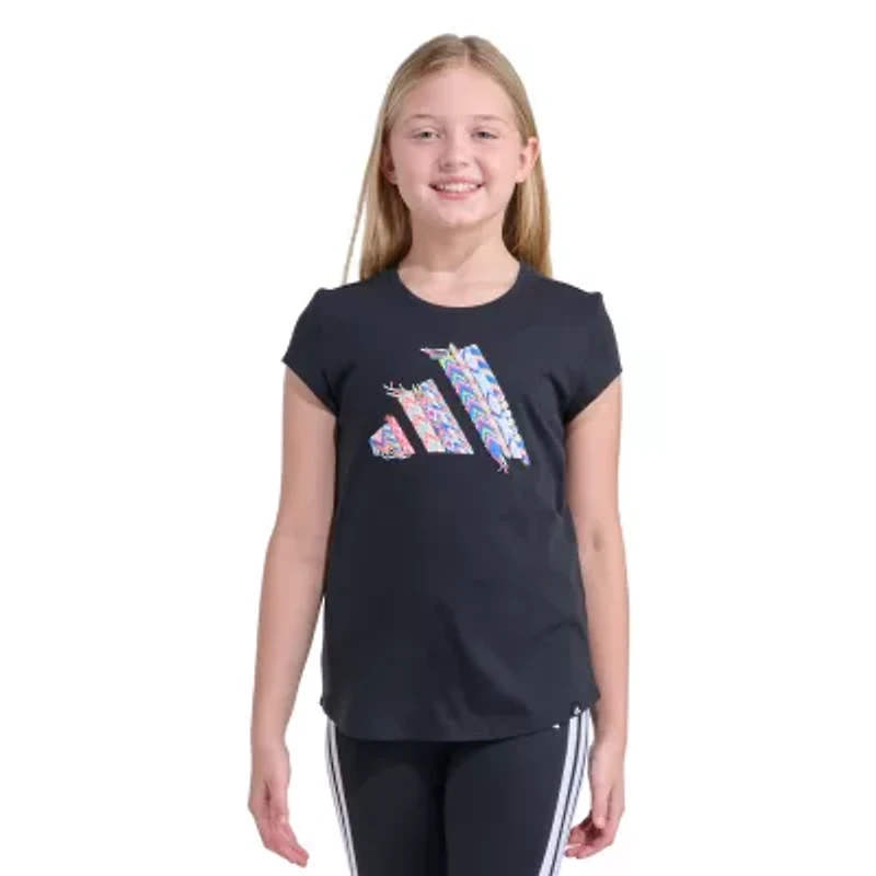 adidas Big Kid Girls Crew Neck Short Sleeve Regular Fit Graphic T-Shirt