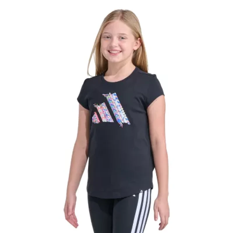 adidas Big Kid Girls Crew Neck Short Sleeve Regular Fit Graphic T-Shirt