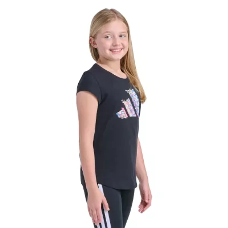 adidas Big Kid Girls Crew Neck Short Sleeve Regular Fit Graphic T-Shirt