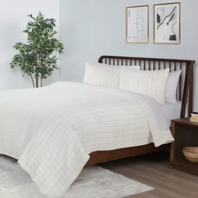 Vellux Yukon Grid Stitch Coverlet Set