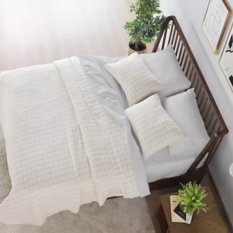 Vellux Yukon Grid Stitch Coverlet Set