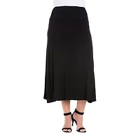 24seven Comfort Apparel Womens Plus Mid Rise Stretch Fabric Maxi Skirt