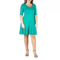 24seven Comfort Apparel Womens Plus Short Sleeve A-Line Dress