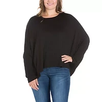 24seven Comfort Apparel Plus Womens Round Neck Long Sleeve Tunic Top