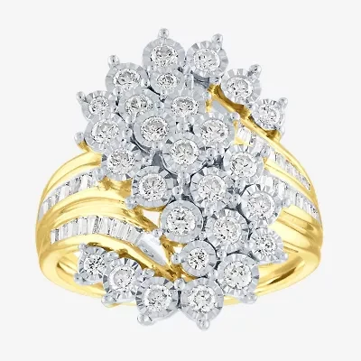 Womens 1 CT. T.W. Natural White Diamond 10K Gold Cocktail Ring