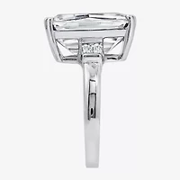 DiamonArt® Womens White Cubic Zirconia Sterling Silver Rectangular Engagement Ring