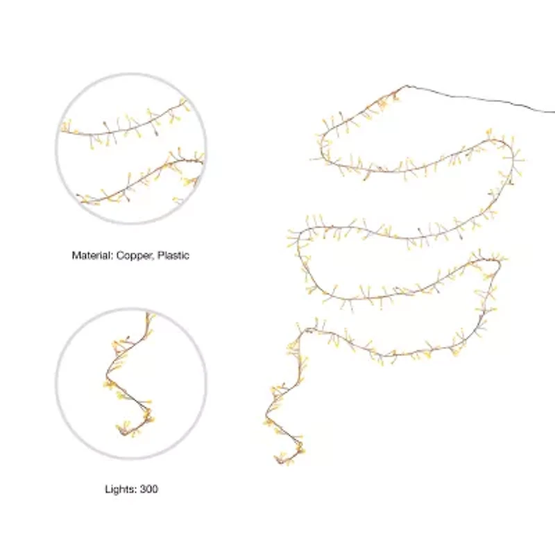 Kurt Adler 300-Light  Cluster Garland with Classic White LED Twinkle Lights