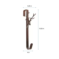 15.25'' Brown Rustic Deer Over the Door Christmas Wreath Hanger