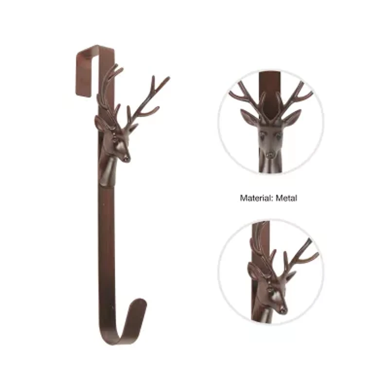 15.25'' Brown Rustic Deer Over the Door Christmas Wreath Hanger