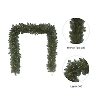 Kurt Adler 9-Foot Battery Operated Warm White Fir Pre-Lit Christmas Indoor Garland