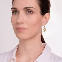 Womens Genuine Green Peridot 18K Gold Over Silver Drop Earrings