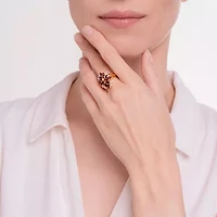 Womens Genuine Purple Amethyst 18K Gold Over Silver Flower Cluster Cocktail Ring