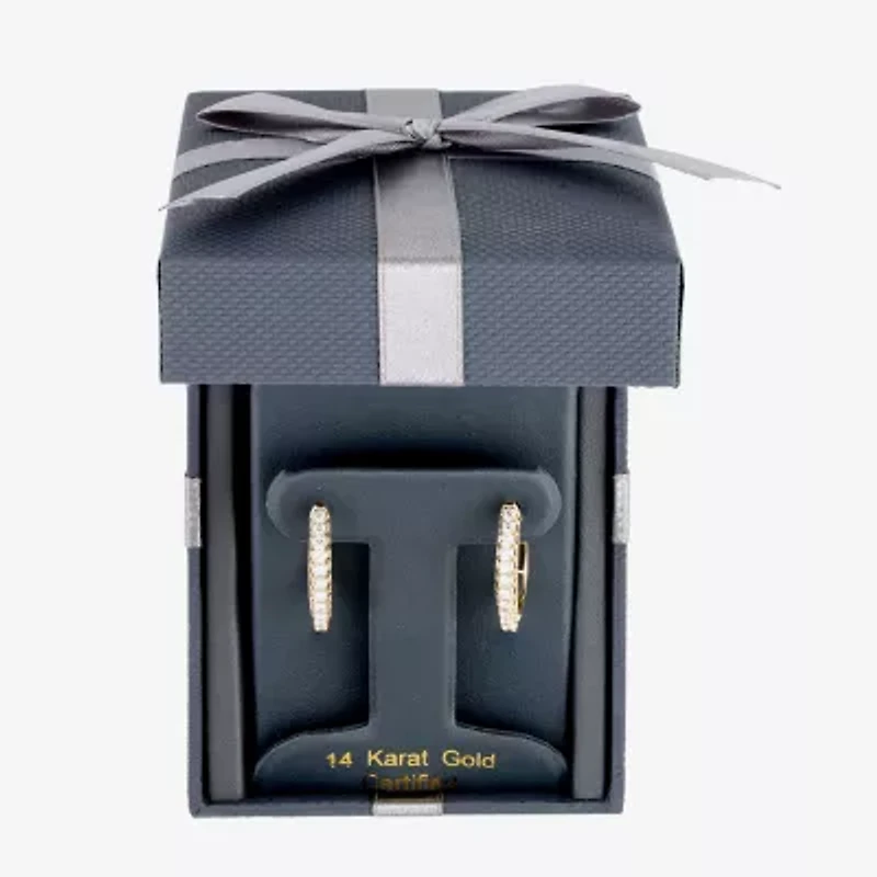 Womens 1 CT. T.W. Natural White Diamond 14K Gold 24.9mm Hoop Earrings