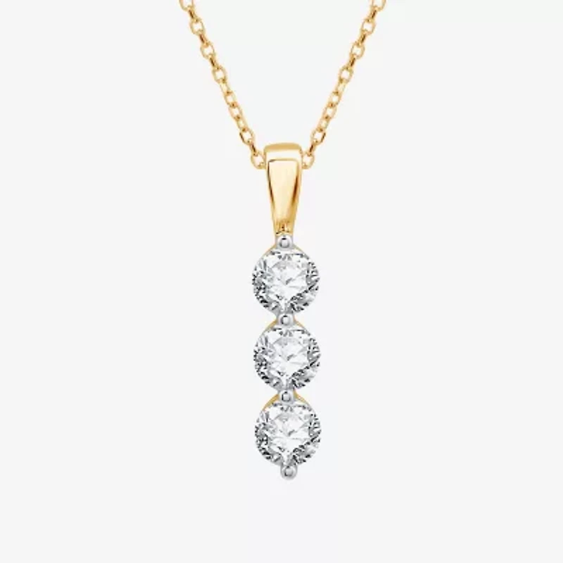 (G / Si1-Si2) Womens 1 CT. T.W. Lab Grown White Diamond 10K Gold 18 Inch Pendant Necklace