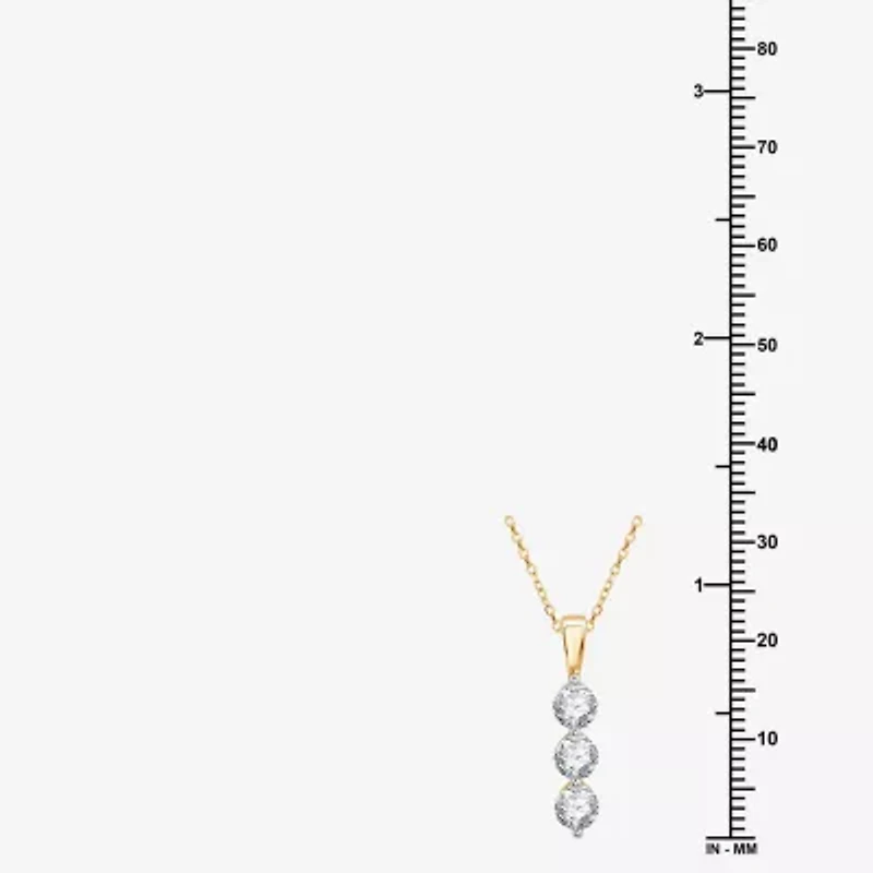 (G / Si1-Si2) Womens 1 CT. T.W. Lab Grown White Diamond 10K Gold 18 Inch Pendant Necklace