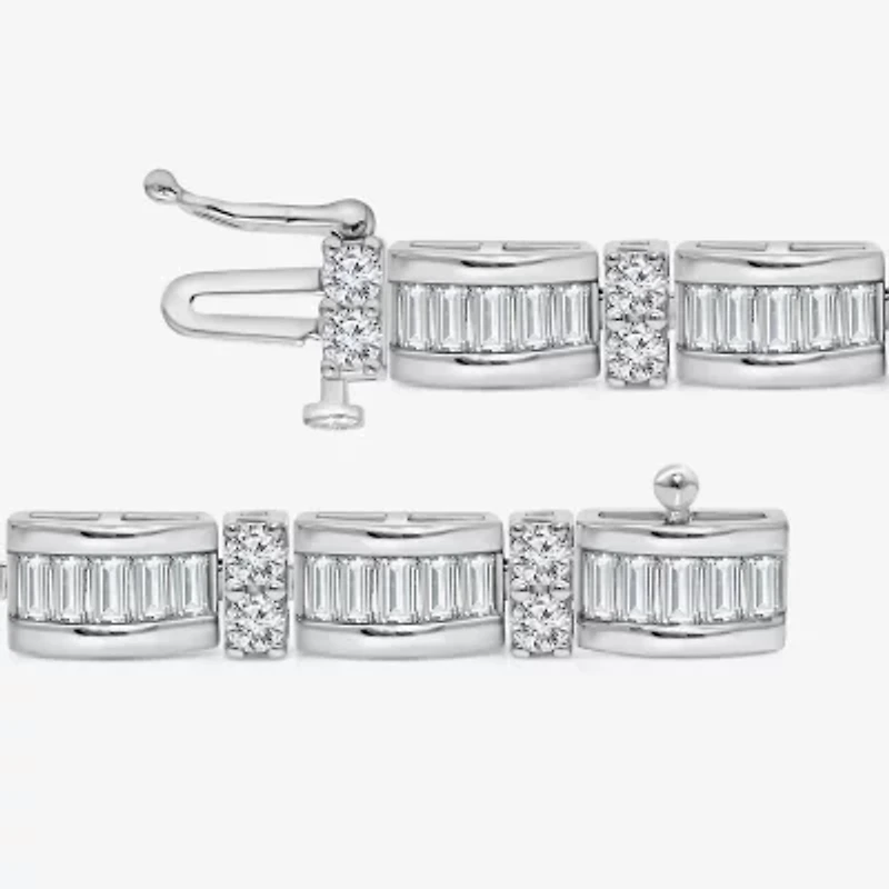 (I / I1) Womens 10K White Gold 7.25 Inch Link Bracelet