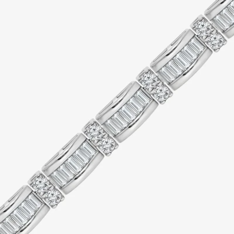 (I / I1) Womens 10K White Gold 7.25 Inch Link Bracelet