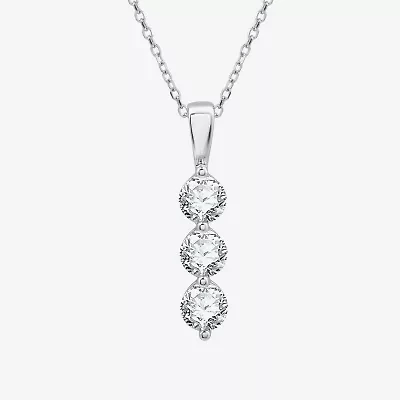 (G / Si1-Si2) Womens 1 CT. T.W. Lab Grown White Diamond 10K White Gold 18 Inch Pendant Necklace