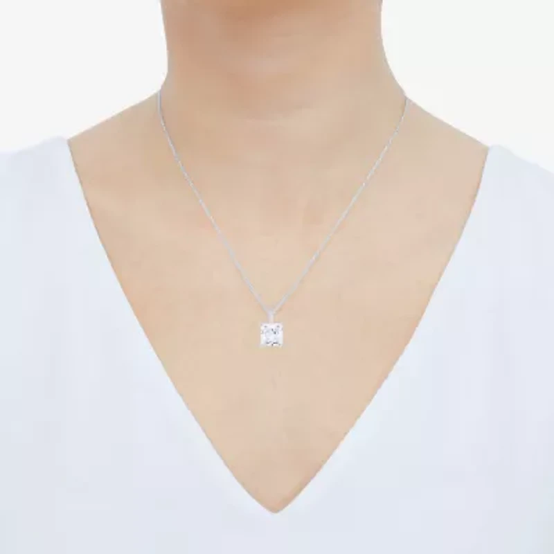 2 CT. Lab-Grown (H-I / Si1-Si2) Diamond 14K Gold Princess-cut Pendant Necklace