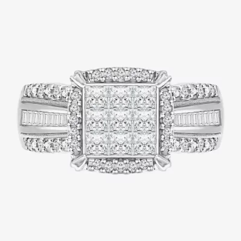 1 CT.T.W. Natural Diamond Princess-Cut Multi-Top Ring White or Yellow 10K 14K Gold