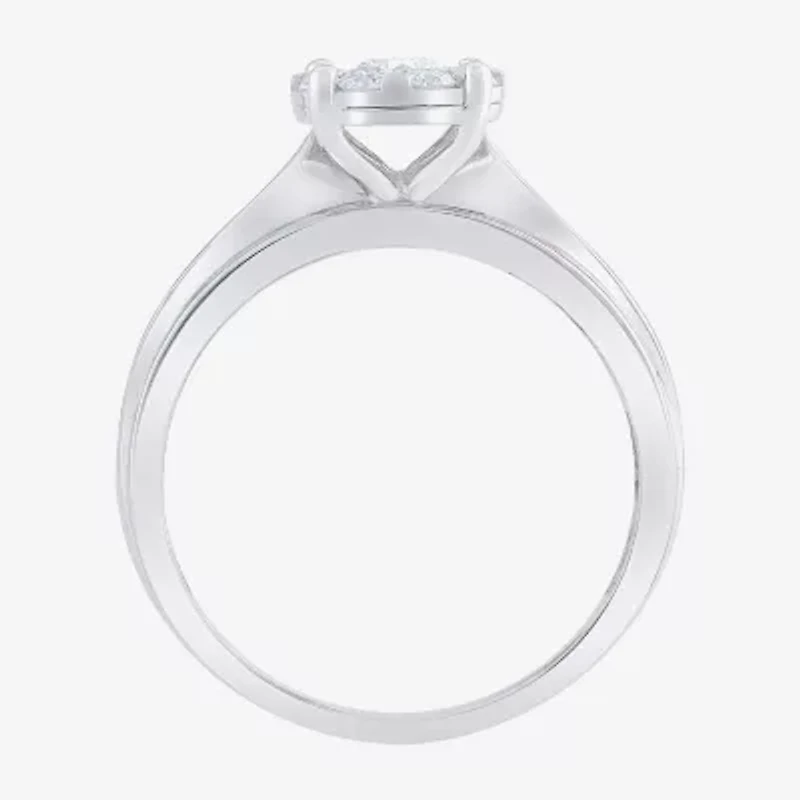 Womens 1 CT. T.W. Natural White Diamond 10K Gold Round Side Stone Bridal Set