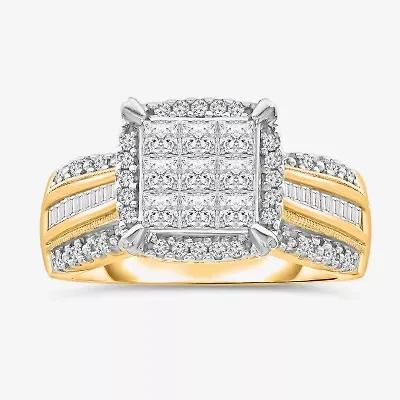 1 CT.T.W. Natural Diamond Princess-Cut Multi-Top Ring White or Yellow 10K 14K Gold