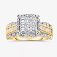 1 CT.T.W. Natural Diamond Princess-Cut Multi-Top Ring White or Yellow 10K 14K Gold