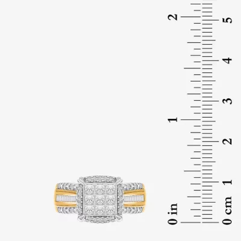 1 CT.T.W. Natural Diamond Princess-Cut Multi-Top Ring White or Yellow 10K 14K Gold