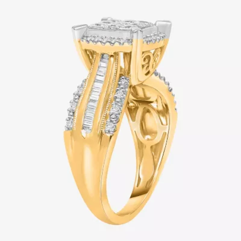 1 CT.T.W. Natural Diamond Princess-Cut Multi-Top Ring White or Yellow 10K 14K Gold