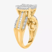 1 CT.T.W. Natural Diamond Princess-Cut Multi-Top Ring White or Yellow 10K 14K Gold