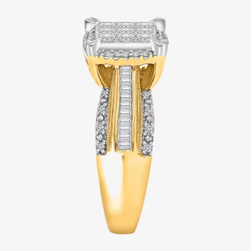 1 CT.T.W. Natural Diamond Princess-Cut Multi-Top Ring White or Yellow 10K 14K Gold